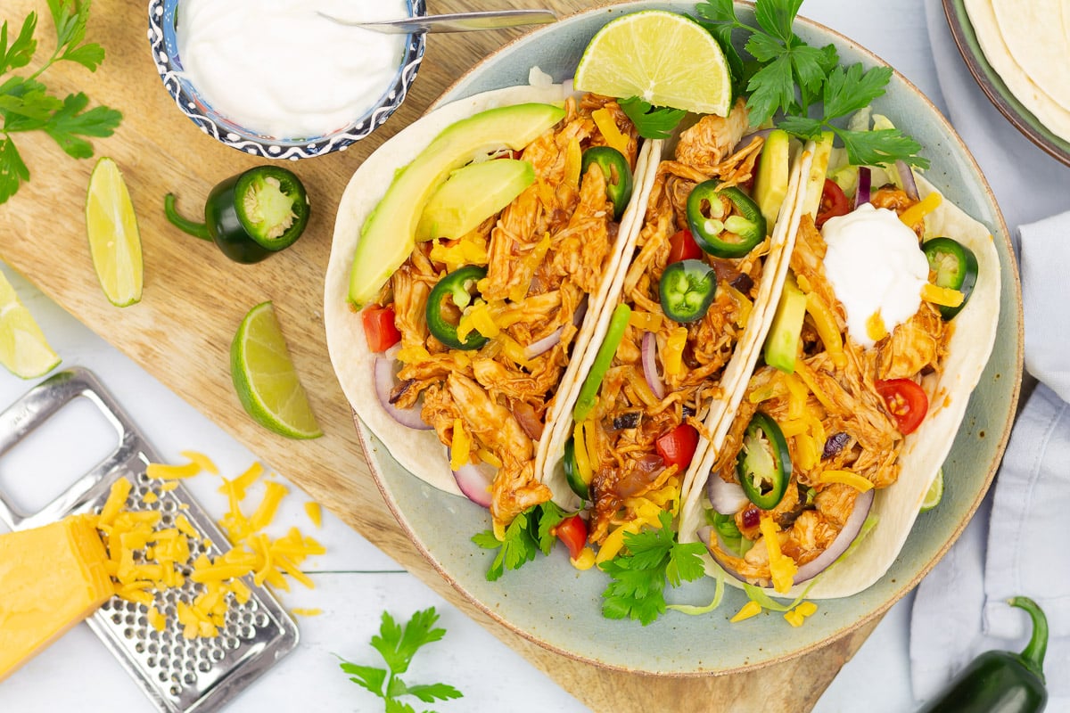 Pulled chicken tacos