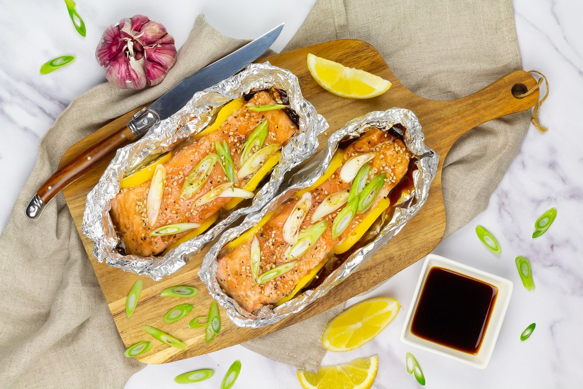 Teriyaki salmon packets