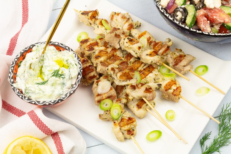 Greek chicken skewers