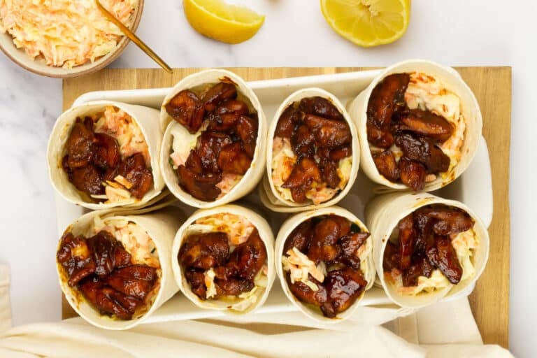 Sticky chicken wraps