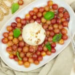 Burrata with roasted grapes