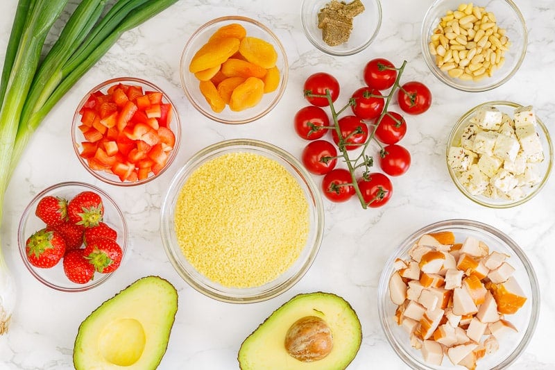 Ingredients for a couscous salad