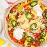 Loaded nachos with ground beef