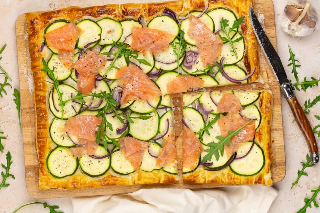 Zucchini puff pastry tart recipe