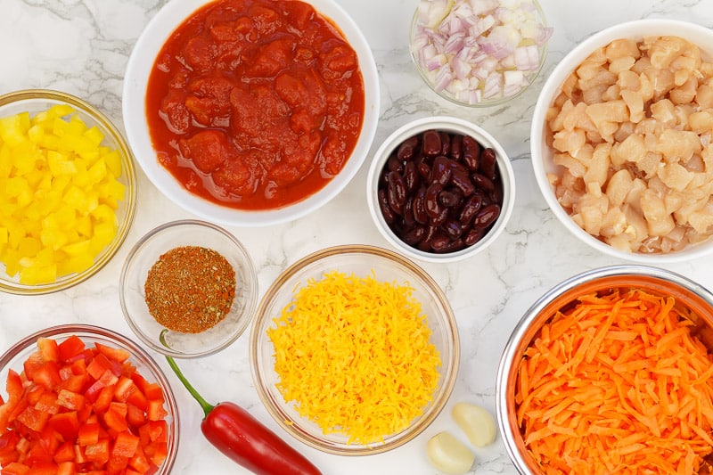 Ingredients for chicken burritos