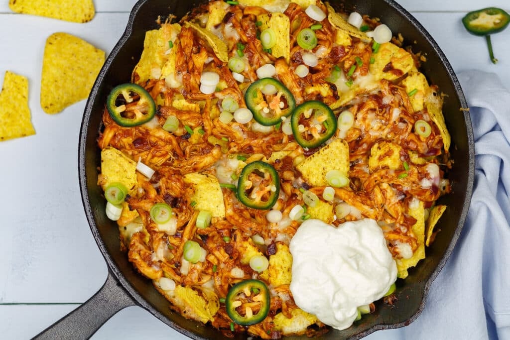 Shredded Chicken Nachos with Barbecue Sauce