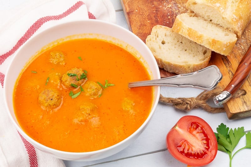 Tomato Soup with Meatballs